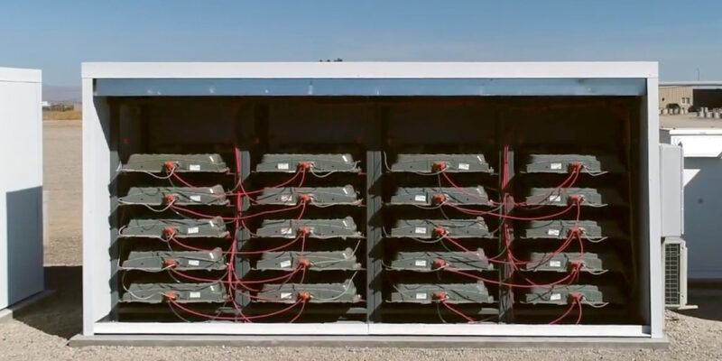 Rows of hooked up car batteries