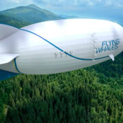 The Flying Whales Airship flying over a forest